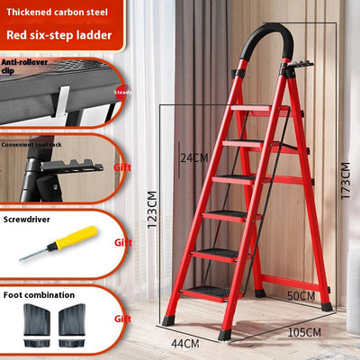 Adjustable Zigzag Folding Ladder 3 4 5 6 Step Thickened Carbon Steel Engineering Ladder Stable Climbing Tool for Home And Garden