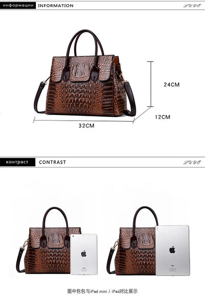 Vintage Fashion Crocodile Genuine Leather Luxury Ladies Handbags Women Bags Designer Woman Shoulder Bag Female Bolsas Feminina