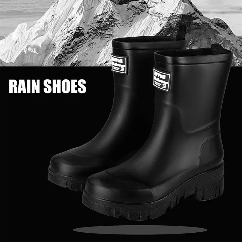 Women Waterproof Boots New Style Elastic Mouth Ankle Boots Mid Top Rain Shoes Non Slip Outdoor Indoor Chelsea Water Boot Woman