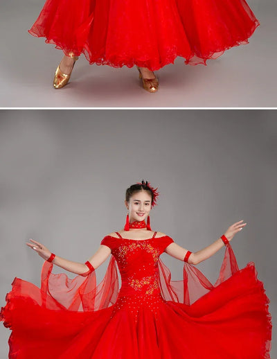 2025 Newest Woman Ballroom Dance Competition Dress Dance Ballroom Waltz Standard Dance Dress Women Ballroom Dress 009