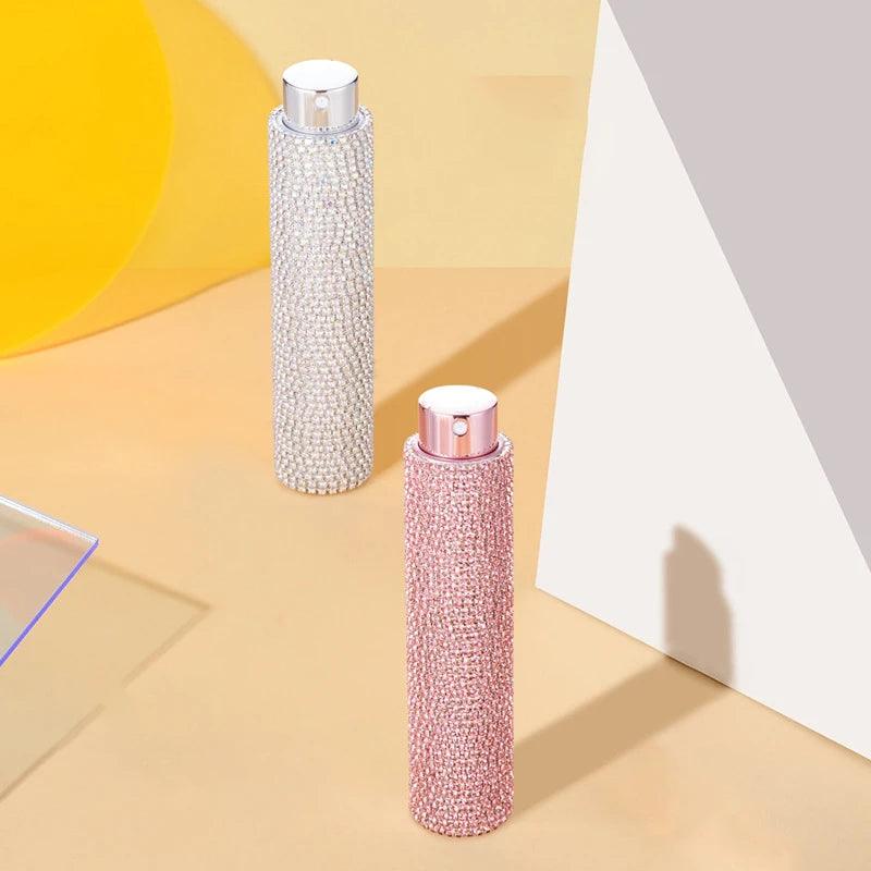 Luxury 10ml perfume spray bottle bling rhinestones refillable atomizer empty travel cosmetic essential container