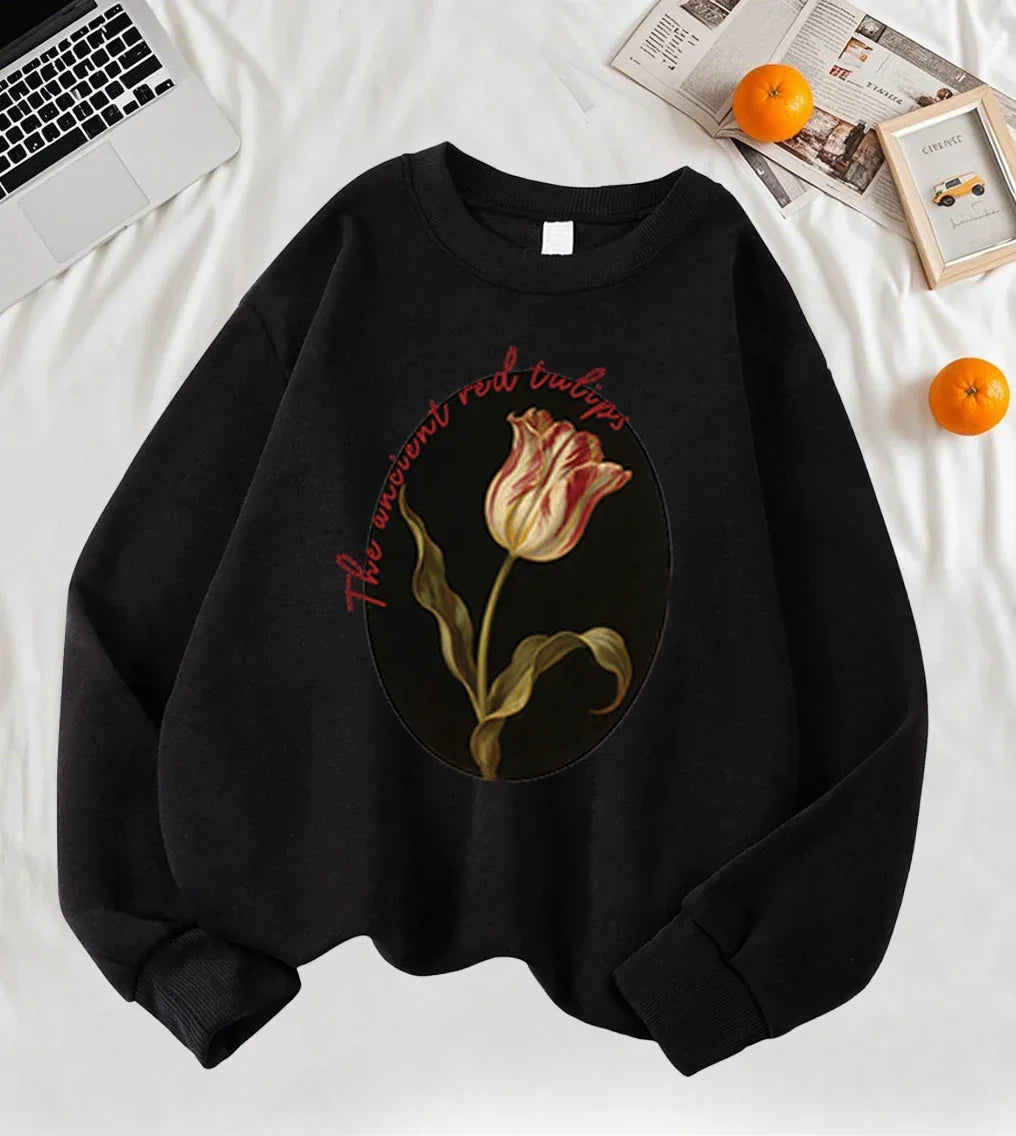 The Ancient Red Tulips Design Women Tops