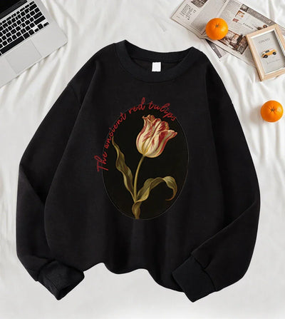 The Ancient Red Tulips Design Women Tops