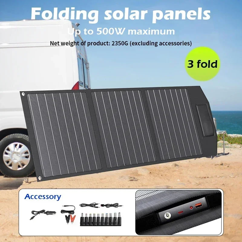 Flexible, Foldable, High Efficiency Solar Panel, Travel & Phone & Boat, Portable 12V 2000w 1500w 1000w 500w Solar Panel Kit