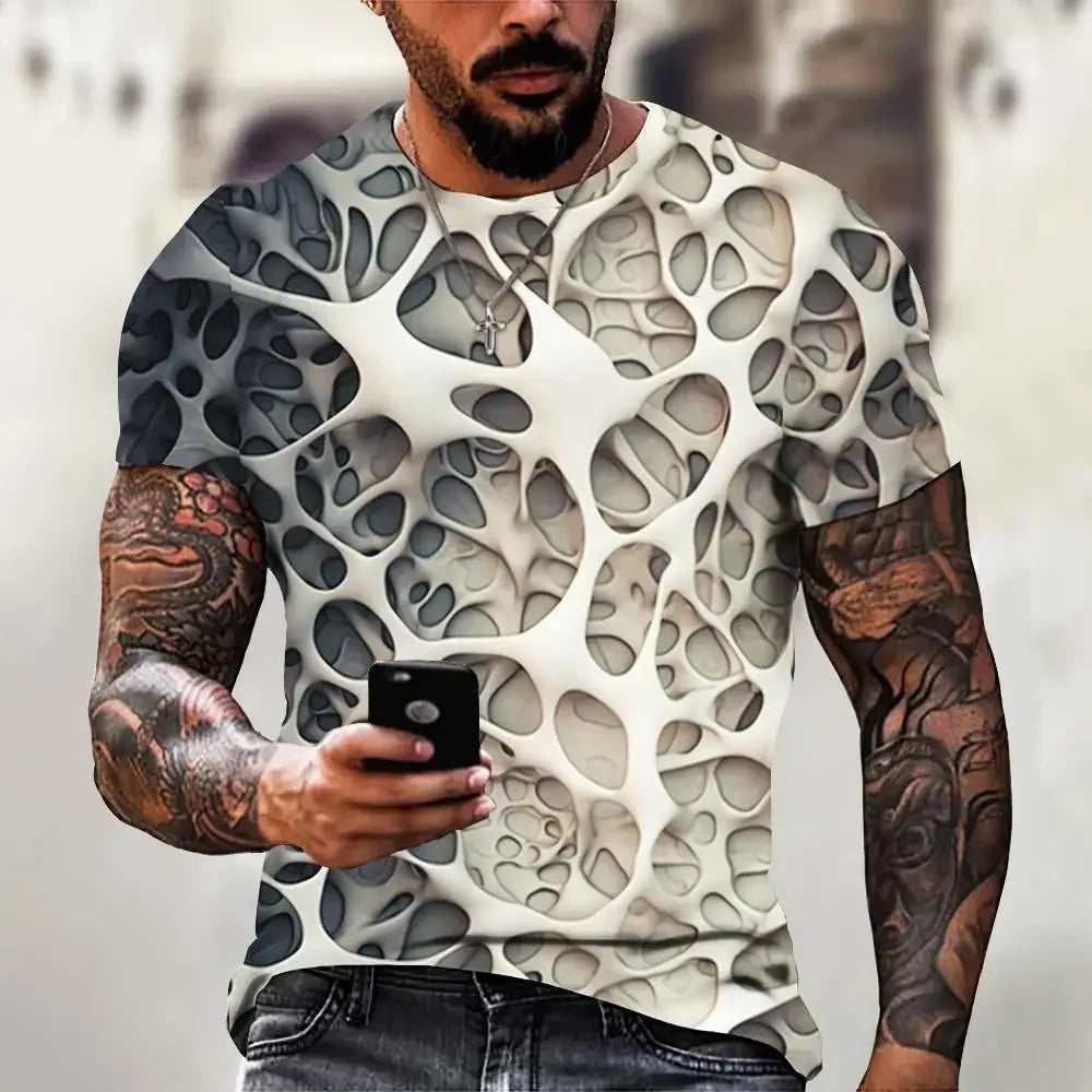 Fashion T-Shirts For Men 3d Irregular Pattern Men's Clothing Street Designer Short Sleeved Oversized Top Tees Casual Sportswear
