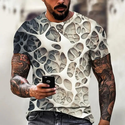 Fashion T-Shirts For Men 3d Irregular Pattern Men's Clothing Street Designer Short Sleeved Oversized Top Tees Casual Sportswear