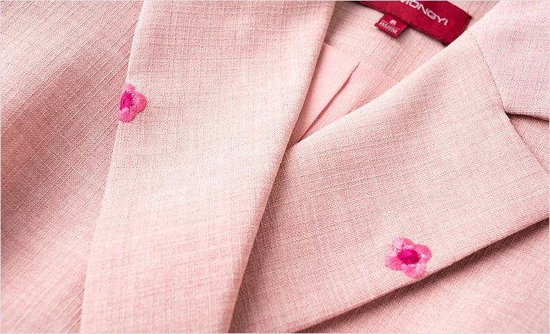 ZJYT New Fashion Women's Autumn Blazer Dresses Long Sleeve Embroidery Double Breasted Office Dress Plus Size Female Clothing