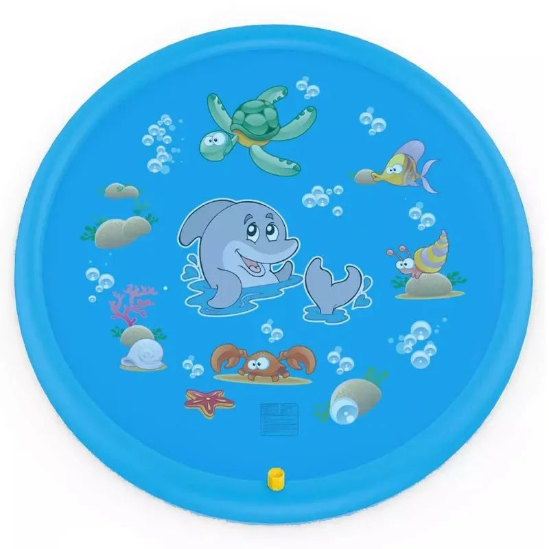 Baby Play Water Games Mat - 100cm Children Beach Pad, Outdoor Inflatable Spray Water Sprinkler