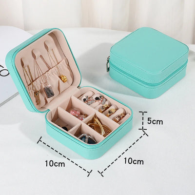 Jewelry Organizer Portable Jewelry Box Display Travel Jewelry Case Boxes Button Leather Storage Zipper Jewelers Display