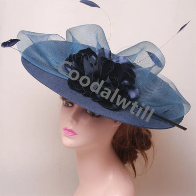 Royal Ascot Big Flower Fascinators Hat Women Wedding Pillbox Cap Ladies Derby Feather Fascinator Headdpiece Ladies Party Chapeau