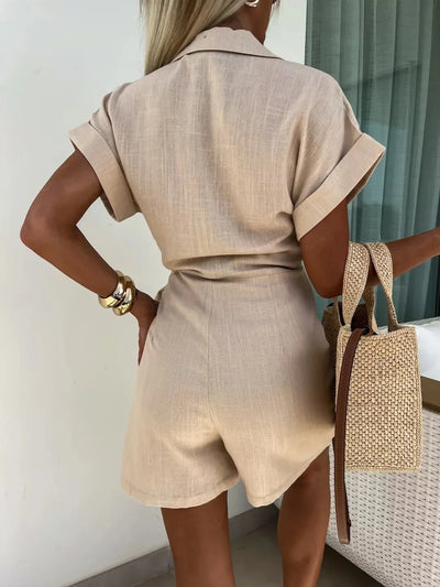 Jumpsuit Women Overalls Letter Print V Neck Cotton Linen Bodysuits Loose Trousers Summer Romper Sexy Streetwear Elegant Bodysuit