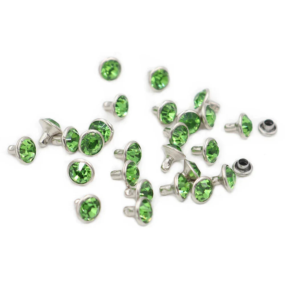 Colorful Crystal Rhinestone For Nails Rivets Studs For Leathercraft 100Sets Horse Tack Rivet Leather Belt Bags Clothing