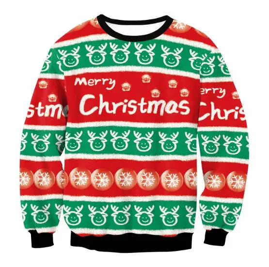 Ugly Christmas Sweaters Green Jumpers 3D Funny Printed Holiday Party Xmas Sweatshirt for Party Birthday Xmas Sweatshirt 2025