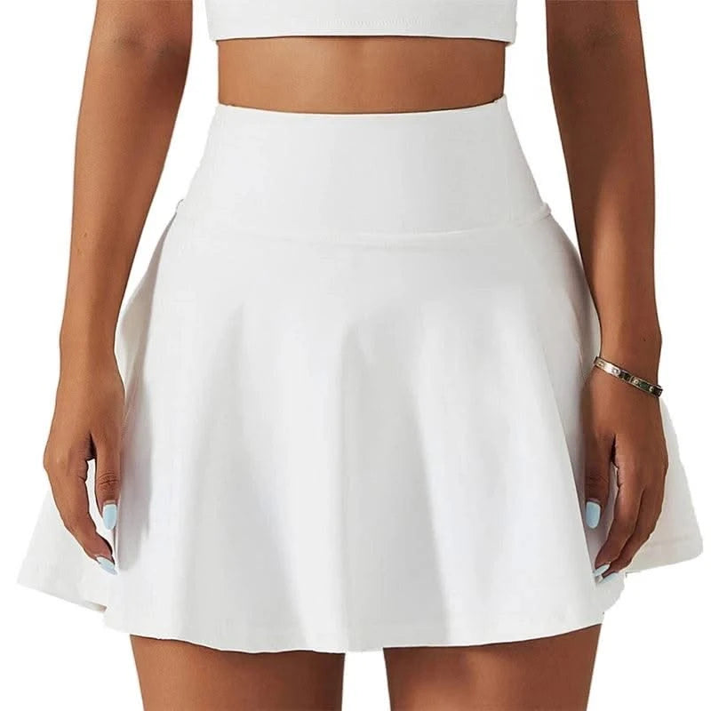 Women's Sports High Waisted Short Skirt Comfortable Breathable Belt Safety Pants and Pocket Tennis Yoga Golf Mini Skirt