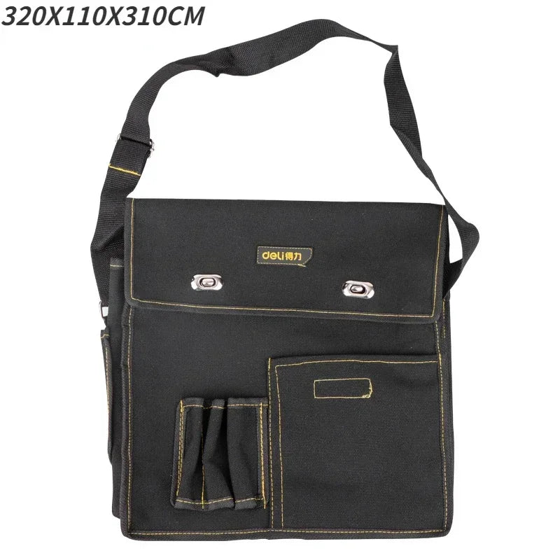 Deli Large Capacity Canvas Tool Bag Backpack High Quality Electrician Belt Bags Multifunction Tools Parts Storage Organizers