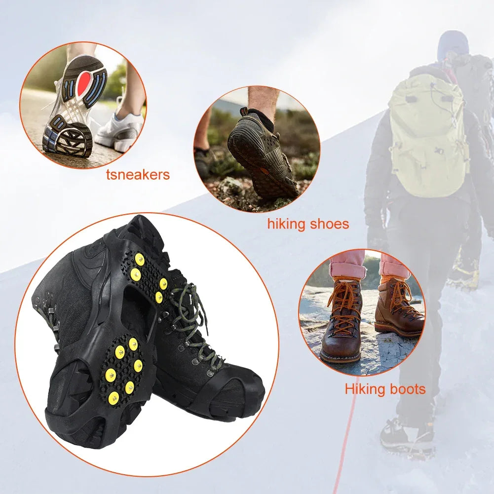 10/5 Teeth Climbing Crampons Anti-Slip Mountaineering Cleats Outdoor Unisex Snow Claw Shoe Covers Walking Hiking Accessories