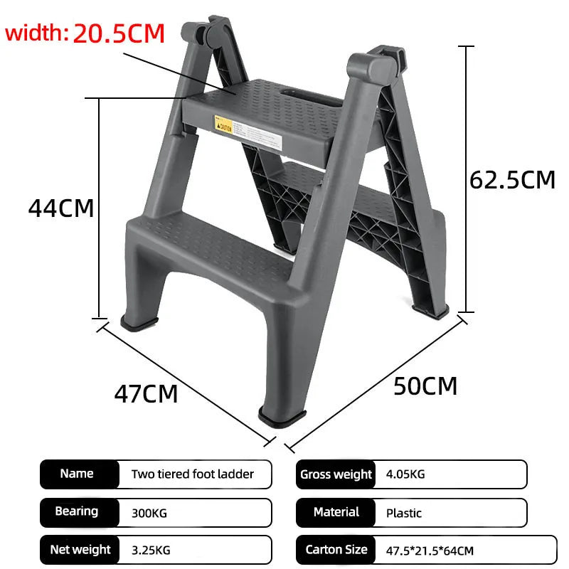 Large Load Capacity Plastic Folding Ladder Sturdy Portable Step Ladder for Home Garden Use