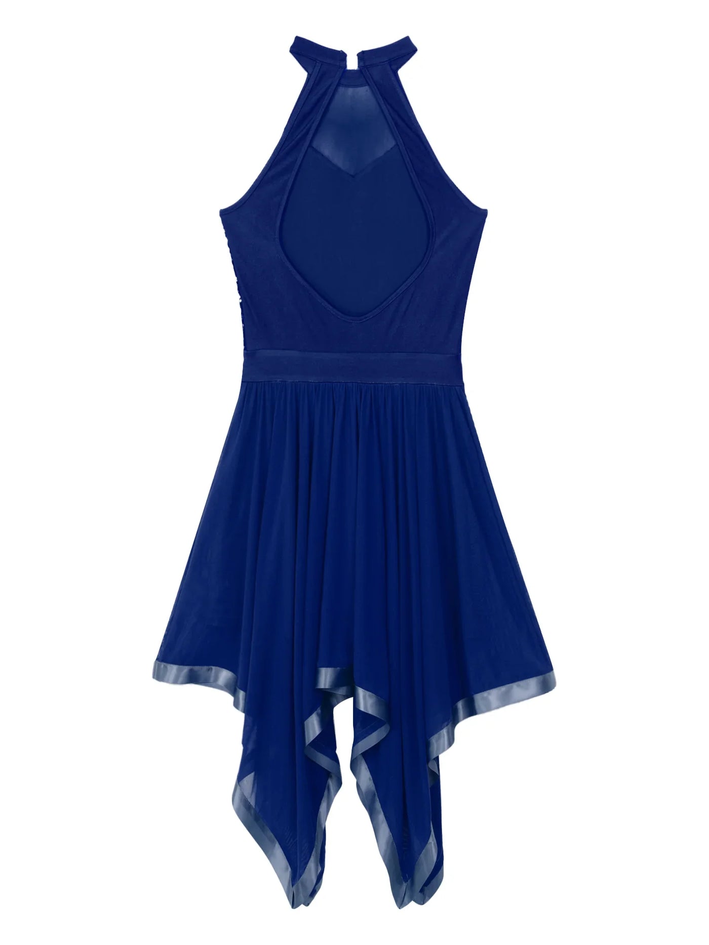 Elegant Ballet Leotards Dance Dress For Women Shiny Sequins Asymmetrical Hem Mesh Lyrical Dresses Prom Performance Costume