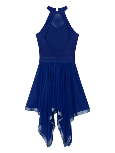 Elegant Ballet Leotards Dance Dress For Women Shiny Sequins Asymmetrical Hem Mesh Lyrical Dresses Prom Performance Costume