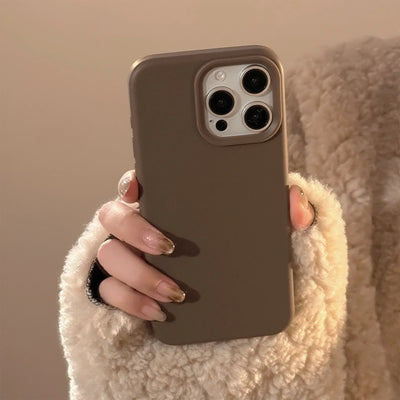 Minimalist Brown Gray Cream White Phone Cases for iPhone 16 Plus Pro Max 15 14 13 12 11 Winter Style Protective Phone Covers