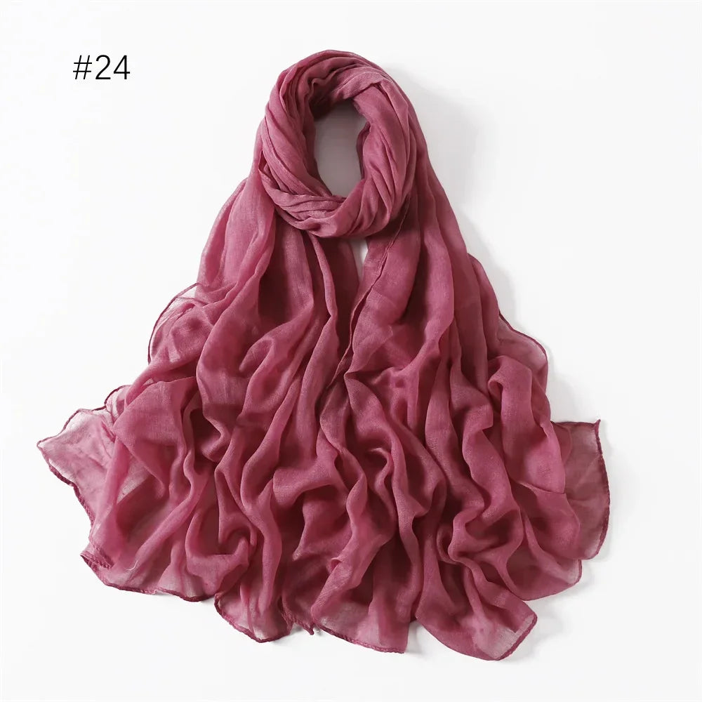 New Cotton Linen Scarf For Women Girls Students Autumn Classic Solid Color Scarves Retro Soft Foulard Viscose Female Wrap Shawls