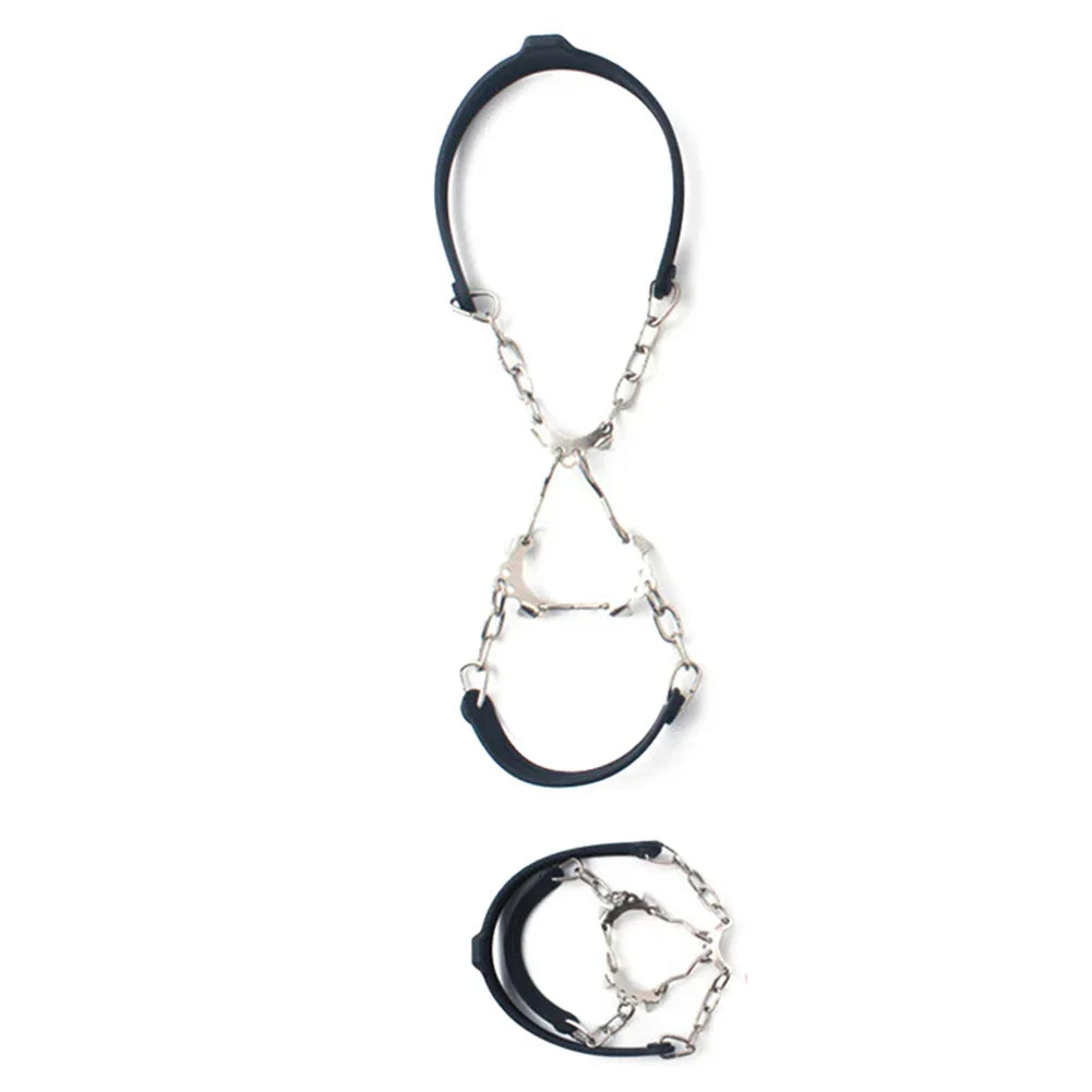 1Pair Anti Slip Ice Gripper Climbing Crampons 6 Teeth Steel Ice Grips Snow Walking Shoes Spikes Cleats Chain Claws Boots Cover