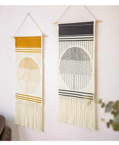 Home decoration Bohemian Tapestry Wall decor aesthetic room Tassel Macrame Hanging Art geometric Woven Cotton Handmade Linen for