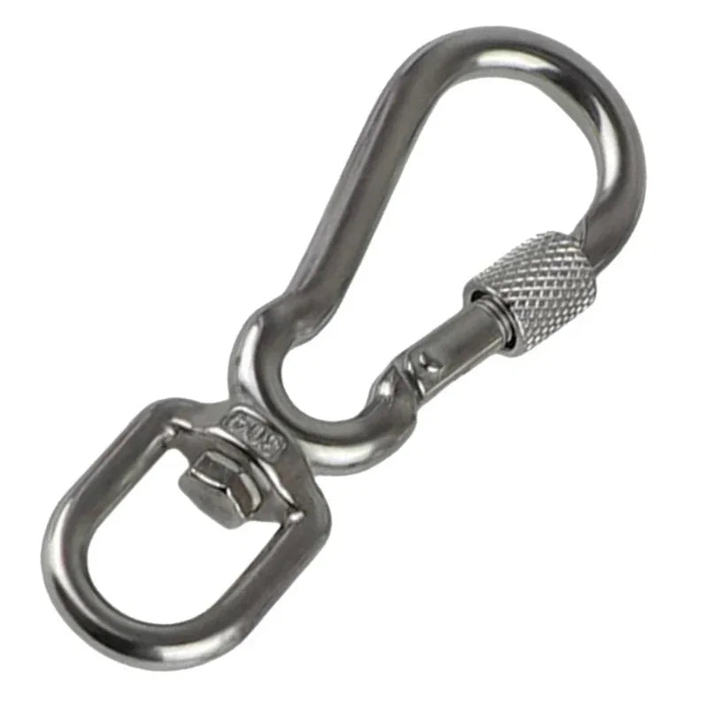 Stainless Steel Hook with Swivels for Dog Collar Carabiner with Swivels Joint Bolted Carabiner for Pet Leashes/Camping Tent