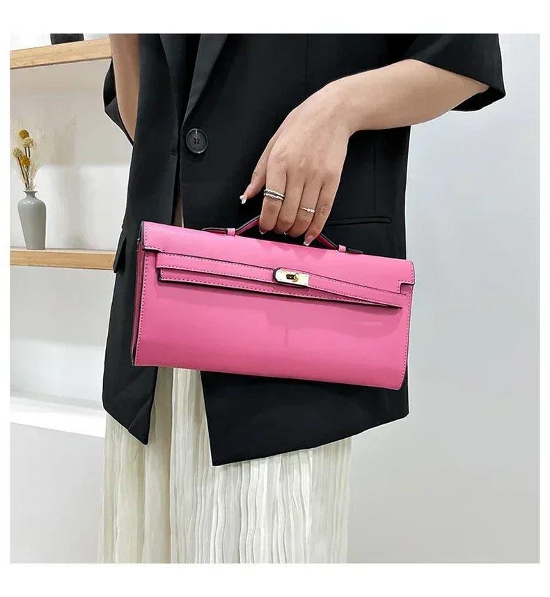 Elegant classic leather handbag for ladies - with inner compartments high quality by famous designer brand