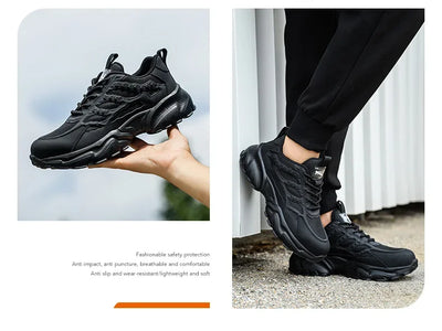 Work Safety Shoes For Men Lightweight Protective Work Sneakers Lightweight Men Shoes Breathable Shoes Anti-Puncture Work Shoe
