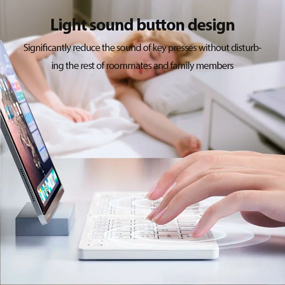 Dual-Foldable Phone Keyboard Bluetooth 5.1 Mini Rechargeable Wireless Keyboard For Windows Android IOS Laptop Phone Accessories
