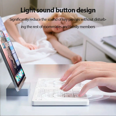Dual-Foldable Phone Keyboard Bluetooth 5.1 Mini Rechargeable Wireless Keyboard For Windows Android IOS Laptop Phone Accessories