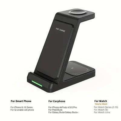 30W Wireless Charger Stand 3 in 1 Fast Charging Station for iPhone 16 15 14 13 12 iWatch 10/9/8/7/6/5/4/3 Airpods 4/3/2/Pro