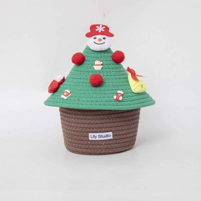 Woven Christmas Tree Storage Basket Christmas Gift Ornament Desktop Home Toy Snacks Toiletries Storage Box Home Decoration