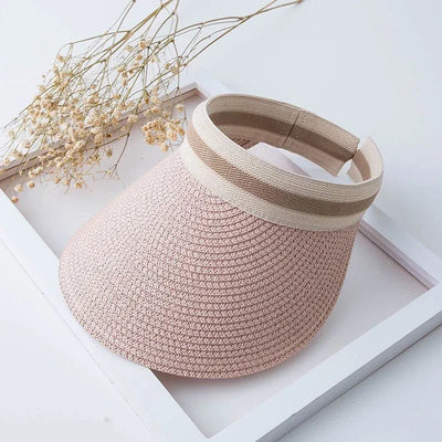 Fashionable Women's Sun Hat Sunscreen UV Resistant Beach Sun Hat Casual Hat Lafite Grass Woven Top Hat Suitable for Summer Women