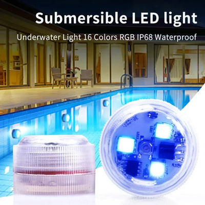 Mini Submersible Led Light Underwater Lights With Remote Control RGB Night Light Pool Light for Pond Bathtub Party Swimming Pool