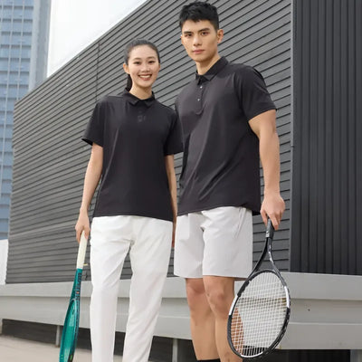 Summer Sports Polo T-shirts Men Solid Color Straining T-shirts Breathable Comfortable Short Sleeve