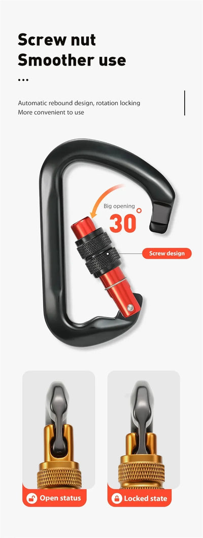 Carabiner Rock Climbing Mountain Landing 30kN High Altitude Operation Equipment Outdoor Aluminum Alloy Safety Buckle Hook