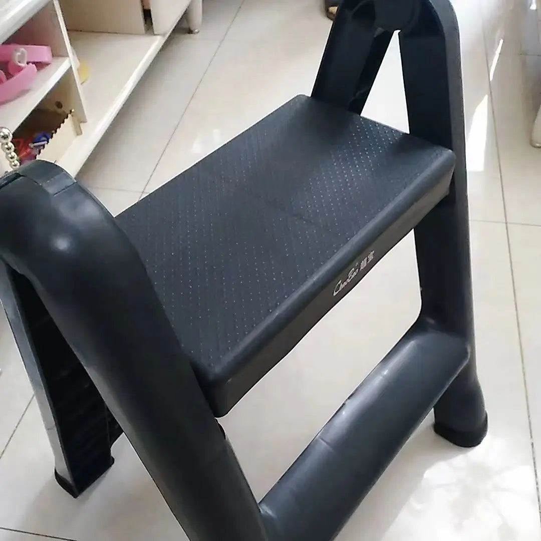Plastic Folding Ladder,2 Step,Easy to Store for Household,Kitchen Bedroom Use,Shopping Mall,Stairs,Attic,Sturdy 200KG