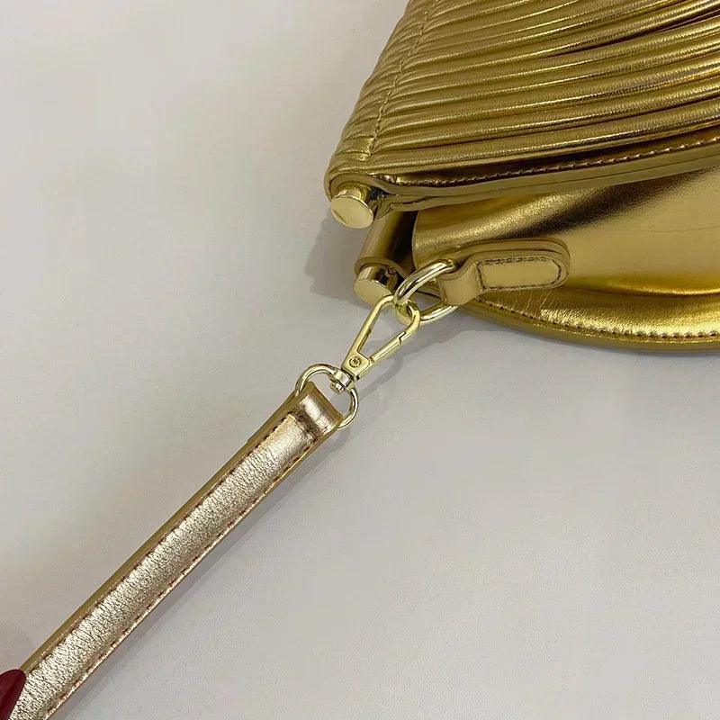 Handbags for women 2025 new gold luxury designer brand handwoven noodle bags rope knotted pulled half moon silver