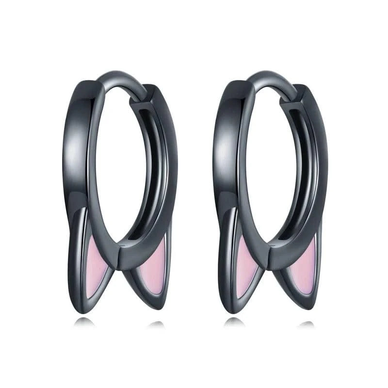 WOSTU Real 925 Sterling Silver Cat Ear Hoop Earrings For Women
