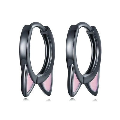 WOSTU Real 925 Sterling Silver Cat Ear Hoop Earrings For Women