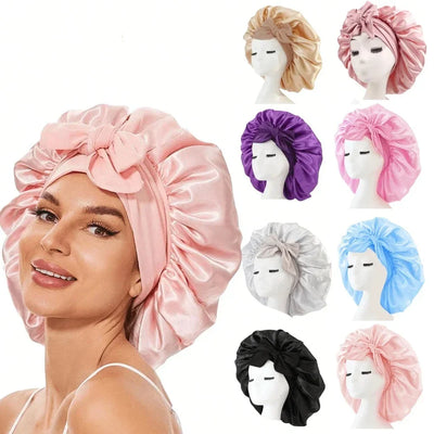 Satin Bonnet Silk Bonnet Adjustable Bonne For Sleeping Hair Caps With Tie Band Bonnets For Women Men Hair Styling Accessories