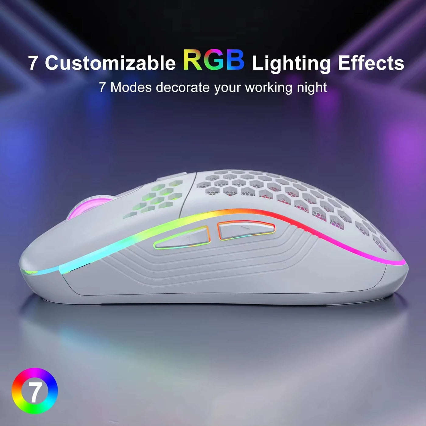 2.4G Wireless Gaming Mouse Portable Wired Mouse RGB Lighting Charging Mouse Ergonomic Honeycomb Design for Desktop Laptop Xiaomi