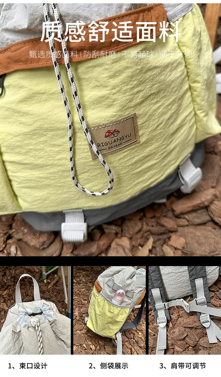 2025 Mountain Style Backpack Couple, Retro Color Block Hiking Bag, Lightweight Large Capacity Daypack for Outdoor