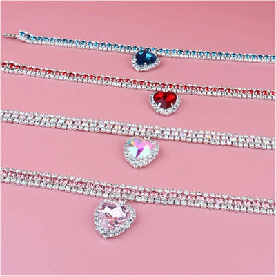 Rhinestone Pet Collars Sparkling 3 Rows Crystal Diamond Cat Small Dog Wedding Collar Puppy Girl Bling Necklace Pendant Jewelry