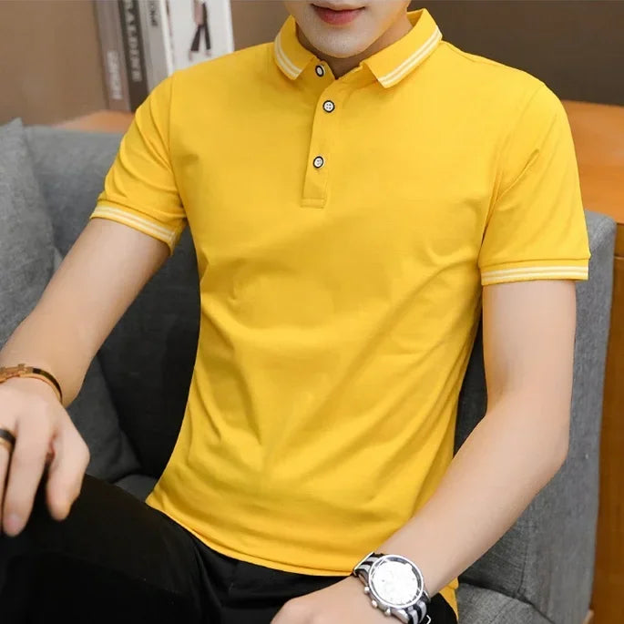 Polo Shirts Print Male with Collar Tee Skinny Mens T-shirt Graphic Tops Vintage Fashion 5xl Short Quarter Sleeve Slim Fit Basic