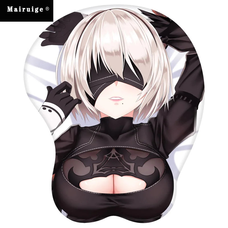 Non-slip 3D Cute Mouse Pad Anime Sexy Girl Nier 2B 3D Hip Soft Mouse Pads with Wrist Rest Gaming Mousepad Mat for LOLCSGO 26*22