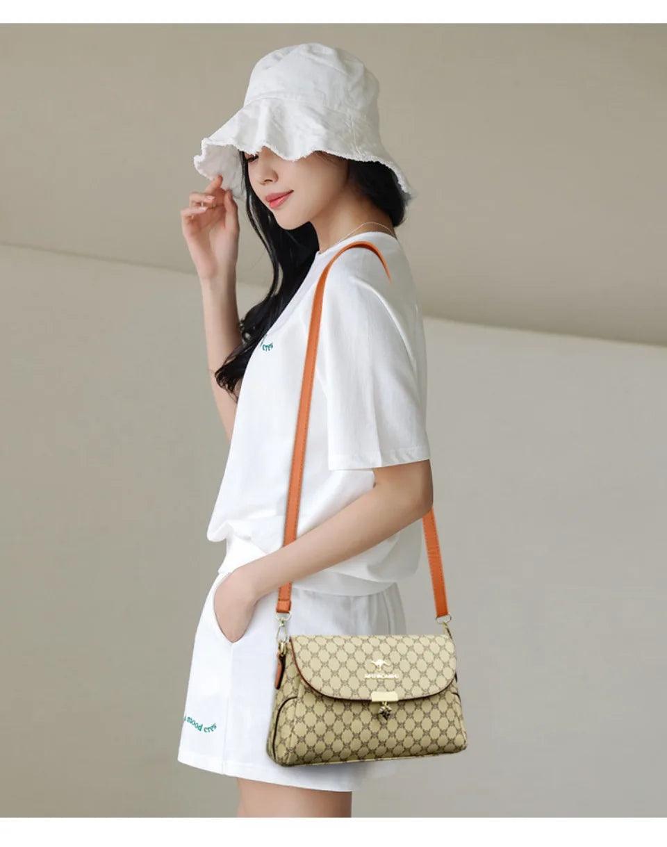 Genuine brand luxury handbags women bags designer women’s vintage monogram print handbag top-handle crossbody design