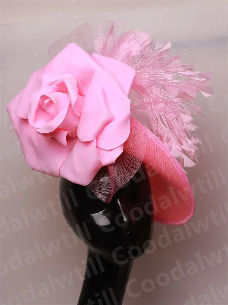 Royal Ascot Big Fascinator Derby Hat Women Kentucky Derby Headpiece Flower Wedding Fascinators Hats Hair Clip Ladies Chapeau